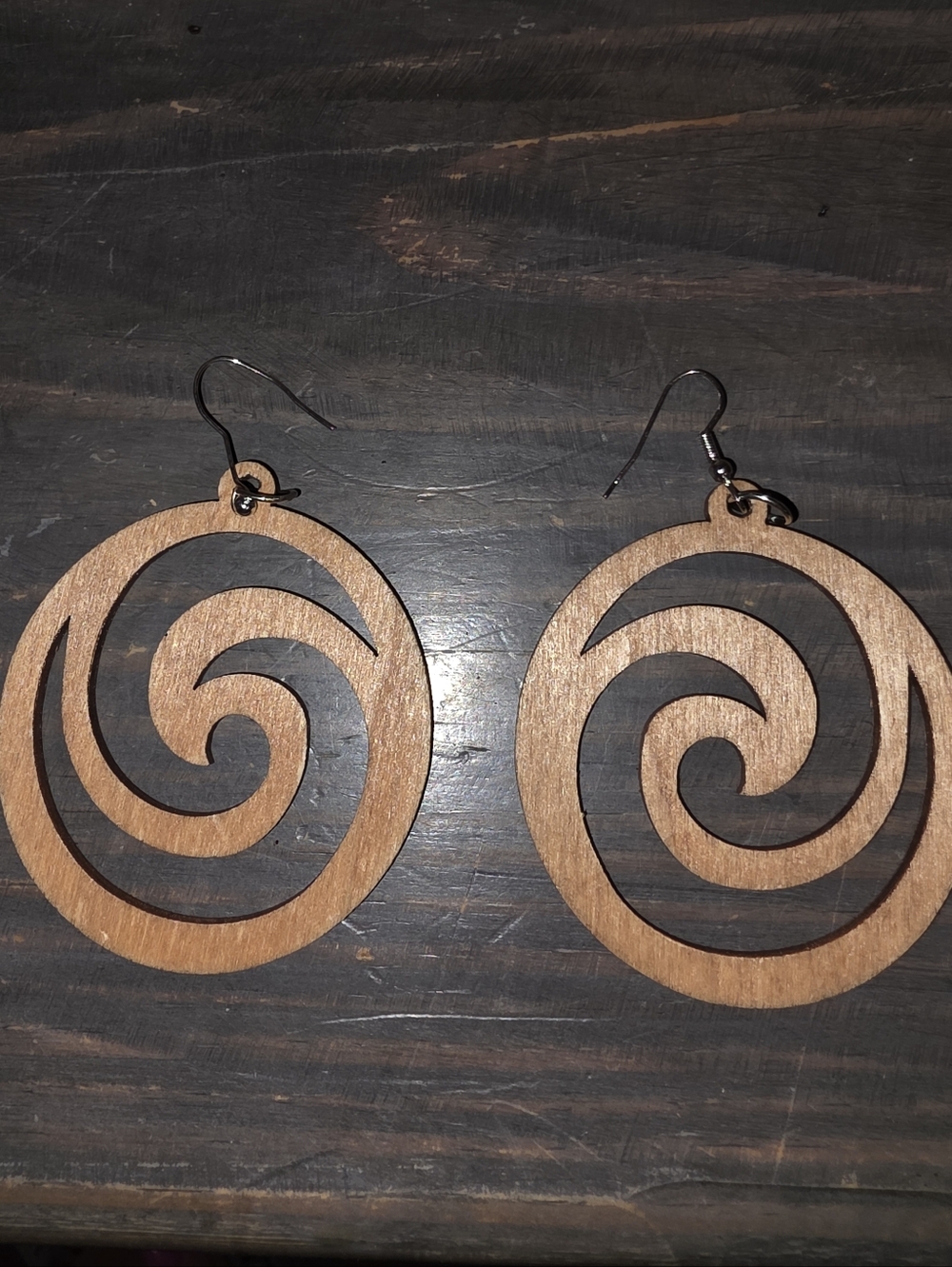 Natural wood carved circular ocean wave New ❤️
